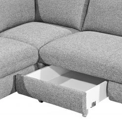 Loftscape Canapé d'angle Wasillas - Gris - Méridienne courte à droite (vue de face) - Coffre de lit - Fonction couchage -Meubles de salon Soldes ecksofa wasillas webstoff longchair ottomane davorstehend rechts mit schlaffunktion grau 3477641