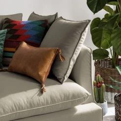 Eva Padberg Collection Canapé d'angle XL Lavina - Tissu Moretey : Cappuccino - Méridienne longue à droite (vue de face) -Meubles de salon Soldes ecksofa xl lavina webstoff ottomane davorstehend rechts stoff moretey cappuccino 4792960