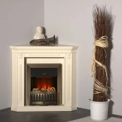 Montreux Cheminée électrique Georgia - Blanc crème -Meubles de salon Soldes elektroeckkamin georgia cremeweiss 4169624