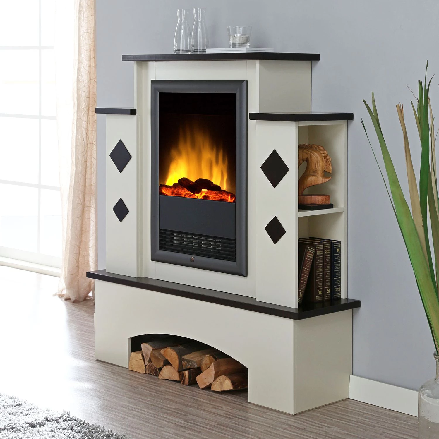 Montreux Cheminée électrique Calabria - Blanc cassé / Brun Havanne 4 Montreux Cheminée électrique Calabria - Blanc cassé / Brun Havanne – Image 2