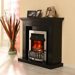 Montreux Cheminée électrique Missouri - Noir / Gris marbré -Meubles de salon Soldes elektrokamin missouri schwarz grau marmoriert 4168876