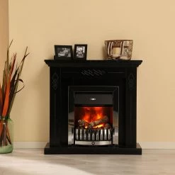 Montreux Cheminée électrique Missouri - Noir / Gris marbré -Meubles de salon Soldes elektrokamin missouri schwarz grau marmoriert 4168932