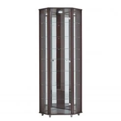 Fredriks Vitrine d'angle Amalia II - Éclairage inclus - Imitation frêne foncé - Imitation wengé