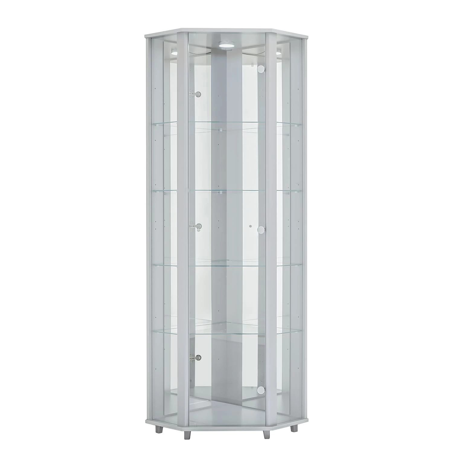 Fredriks Vitrine d'angle Amalia I - Éclairage inclus - Imitation hêtre - Blanc 3 Fredriks Vitrine d'angle Amalia I - Éclairage inclus - Imitation hêtre - Blanc