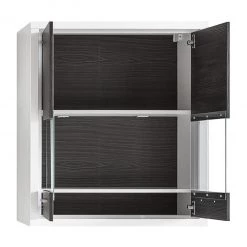 Mooved Vitrine suspendue Piorini II (avec éclai - Imitation pin anthracite / Blanc -Meubles de salon Soldes haengevitrine maruto ii inkl beleuchtung kiefer dunkel dekor weiss 4933176