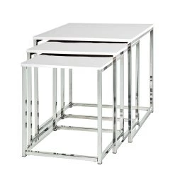 Home Design Tables gigognes Robby (lot de 3) - Chrome / Blanc brillant