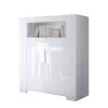 LC Spa Buffet Gladiolo - Blanc brillant / Blanc - Avec éclairage -Meubles de salon Soldes highboard gladiolo ohne beleuchtung hochglanz weiss weiss 543732