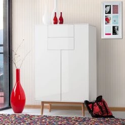 Mørteens Buffet haut Lindholm I - Partiellement en chêne massif - Blanc -Meubles de salon Soldes highboard lindholm eiche teilmassiv weiss 504811
