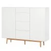 Mørteens Buffet Lindholm IV - chêne partiellement massif - Blanc - Hauteur : 128 cm -Meubles de salon Soldes highboard lindholm i weiss matt eiche massiv 333074
