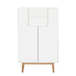 Mørteens Buffet haut Lindholm I - Partiellement en chêne massif - Blanc -Meubles de salon Soldes highboard lindholm weiss matt eiche massiv 333572