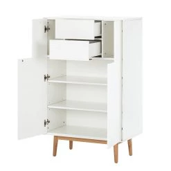 Mørteens Buffet haut Lindholm I - Partiellement en chêne massif - Blanc -Meubles de salon Soldes highboard lindholm weiss matt eiche massiv 333573