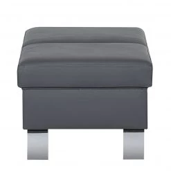 Loftscape Repose-pieds Peillon - Cuir véritable - Gris foncé -Meubles de salon Soldes hocker peillon echtleder dunkelgrau 403550