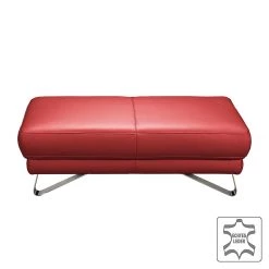 Loftscape Repose-pieds Silvano - Cuir véritable - Carmin