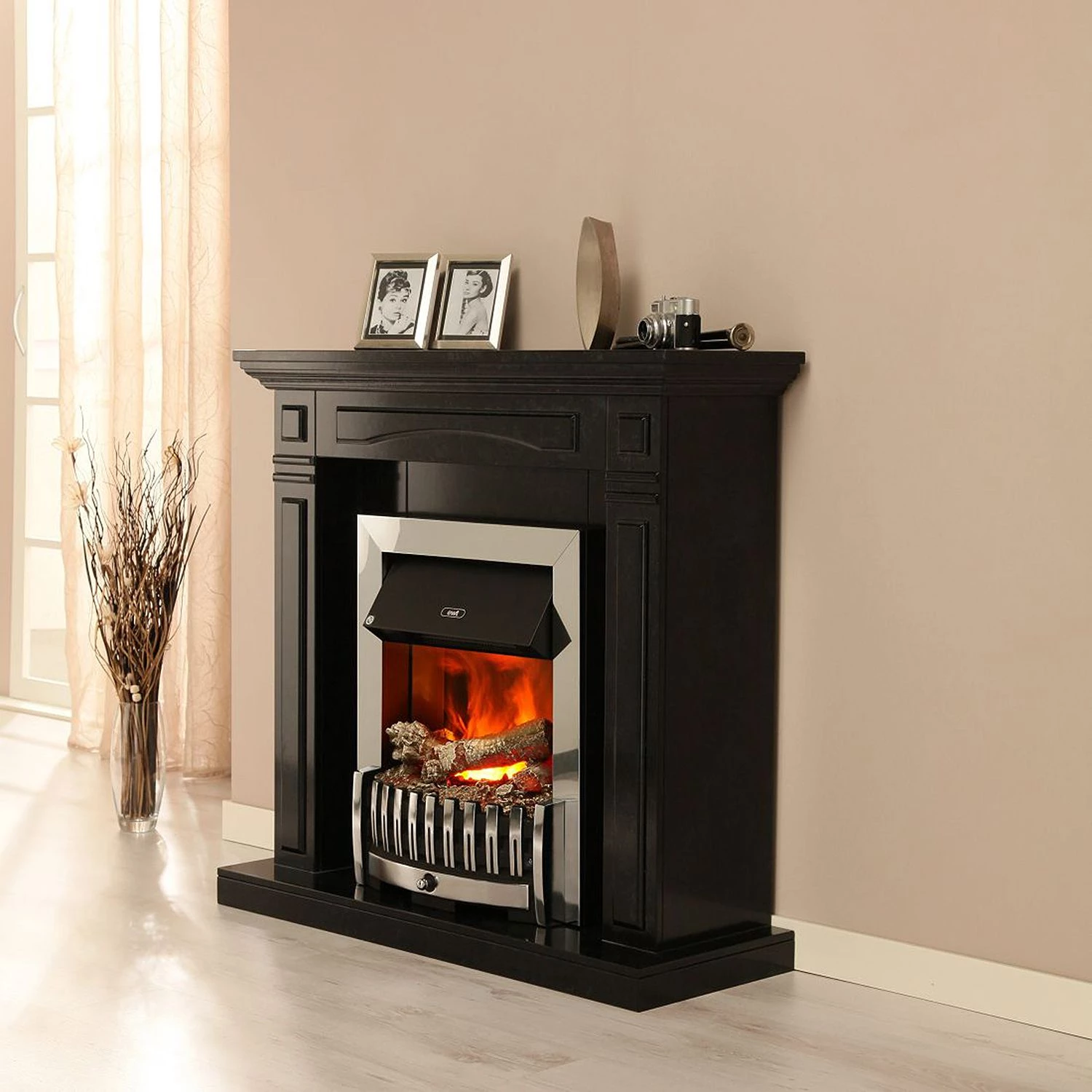 Montreux Cheminée électrique Houston - Noir / gris marbré 4 Montreux Cheminée électrique Houston - Noir / gris marbré – Image 2