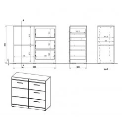 Germania Commode Adana - Blanc brillant -Meubles de salon Soldes kommode adana hochglanz weiss 5162592