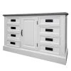 Maison Belfort Commode Nasinu V - Partiellement en paulownia massif - Blanc / Gris ancien