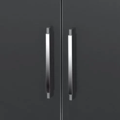 Maja Möbel Commode Merit - Gris brillant / Imitation chêne de Sonoma -Meubles de salon Soldes kommode merit hochglanz grau eiche sonoma dekor 347658