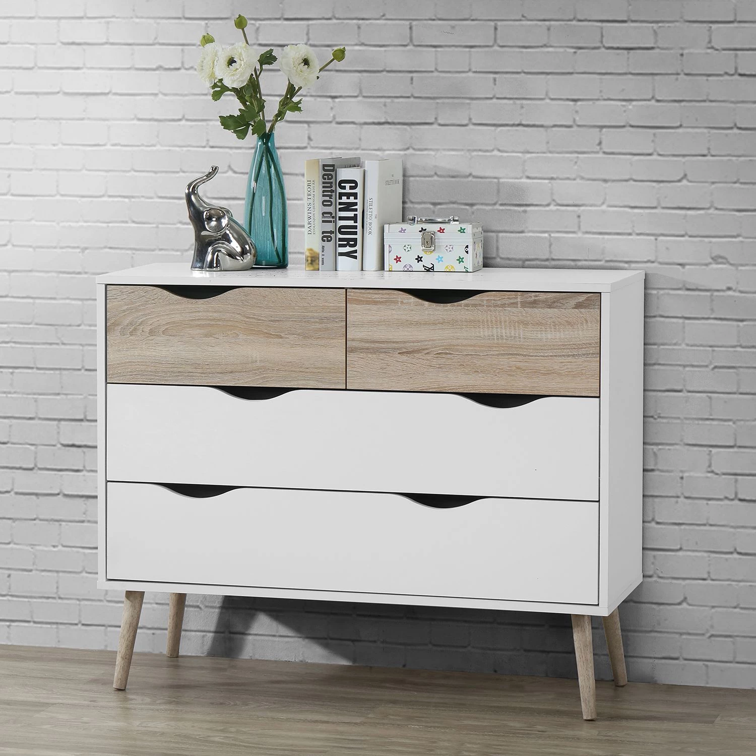 Mørteens Commode Sunndal - Blanc / Chêne clair 4 Mørteens Commode Sunndal - Blanc / Chêne clair – Image 2