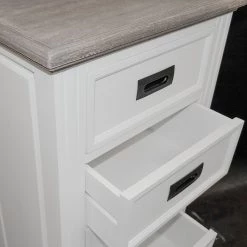 Maison Belfort Commode Nasinu II - Partiellement en paulownia massif - Blanc / Gris ancien -Meubles de salon Soldes kommode weiss 4727788