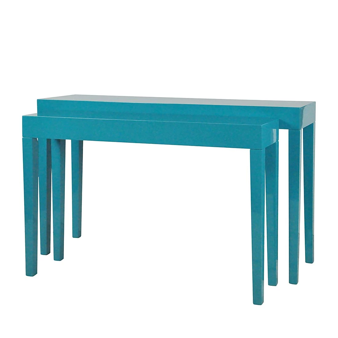 Roomscape Set de consoles Gleamy (2 éléments) - Bleu pétrole brillant 2 Roomscape Set de consoles Gleamy (2 éléments) - Bleu pétrole brillant