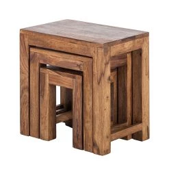 Ars Natura Tables d’appoint Ohio (3 éléments) - Sheesham massif ciré -Meubles de salon Soldes ohio beistelltisch 3er set holz sheesham massivholz 1428620