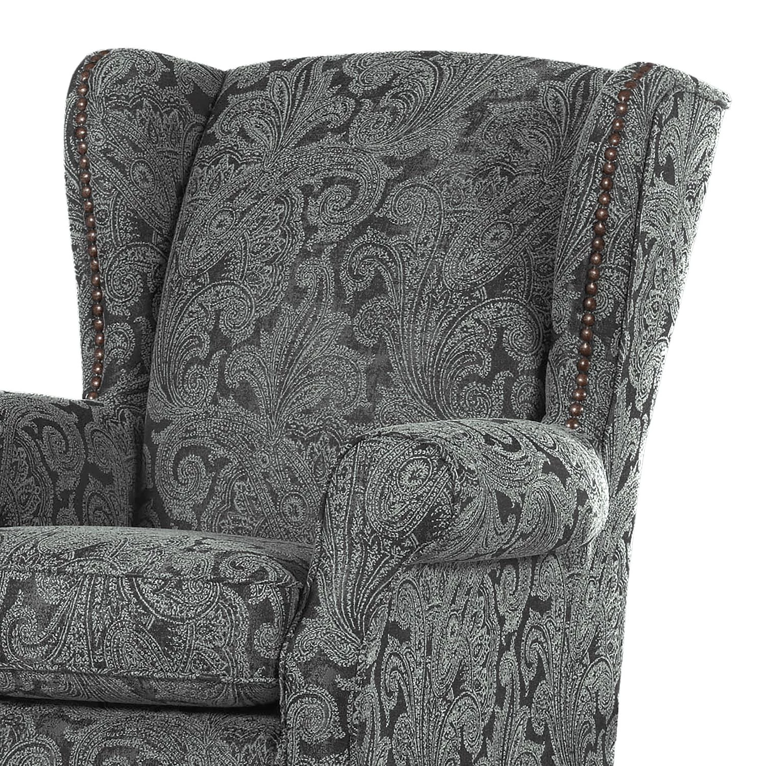 Ridgevalley Fauteuil à oreilles Ajana - Gris 4 Ridgevalley Fauteuil à oreilles Ajana - Gris – Image 2