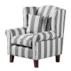 Maison Belfort Fauteuil Colmar - Gris - Sans repose-pieds -Meubles de salon Soldes ohrensessel colmar mit hocker webstoff grau gestreift 308060