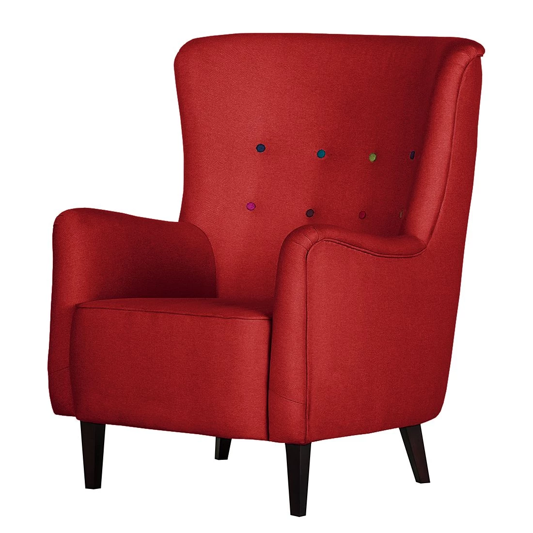 Mørteens Fauteuil à oreilles Josslyn - Tissu rouge - Avec repose-pieds 4 Mørteens Fauteuil à oreilles Josslyn - Tissu rouge - Avec repose-pieds – Image 2