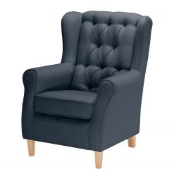 Maison Belfort Ensemble de salon Luro (2-1) - Bleu foncé -Meubles de salon Soldes ohrensessel luro strukturstoff dunkelblau 4542516