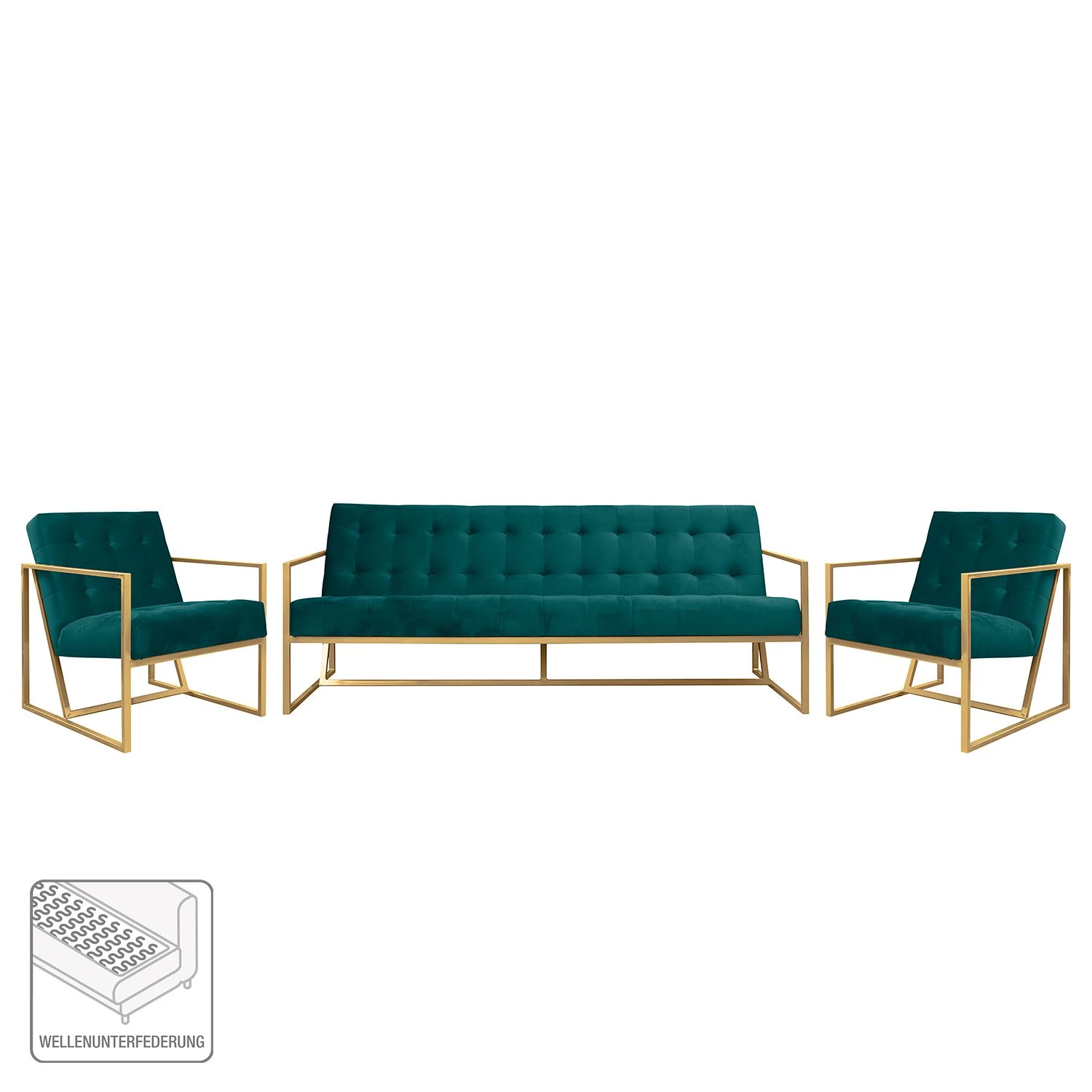 Jack & Alice Ensemble de salon Charm II (3-1-1) - Bleu pétrole 4 Jack & Alice Ensemble de salon Charm II (3-1-1) - Bleu pétrole – Image 2