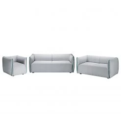 Fredriks Ensemble de salon Grady II (3-2-1) - Tissu - Gris clair / Turquoise