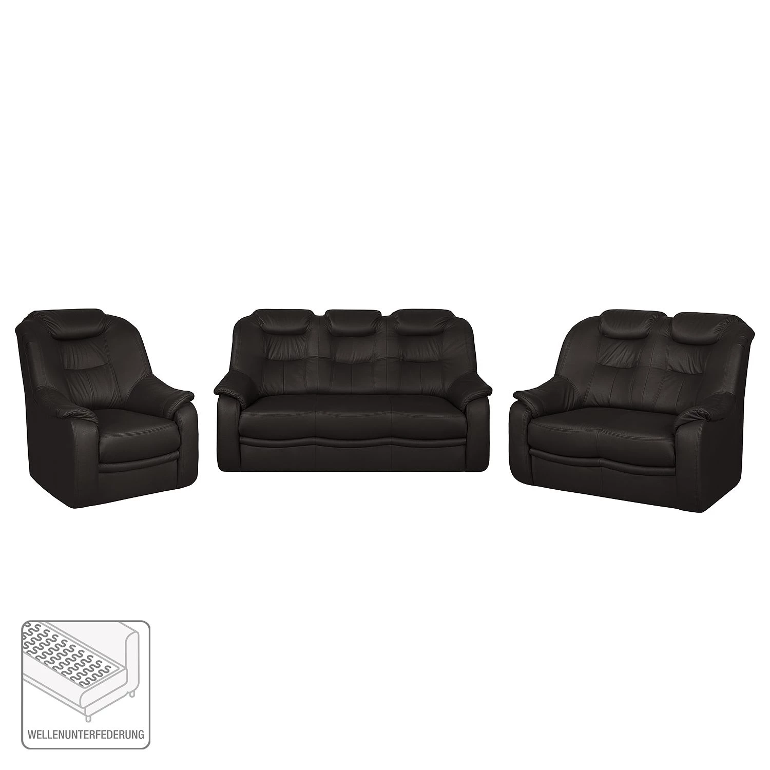 Modoform Ensemble de salon Lakin (3-2-1) - Imitation cuir - Marron foncé 3 Modoform Ensemble de salon Lakin (3-2-1) - Imitation cuir - Marron foncé – Image 2