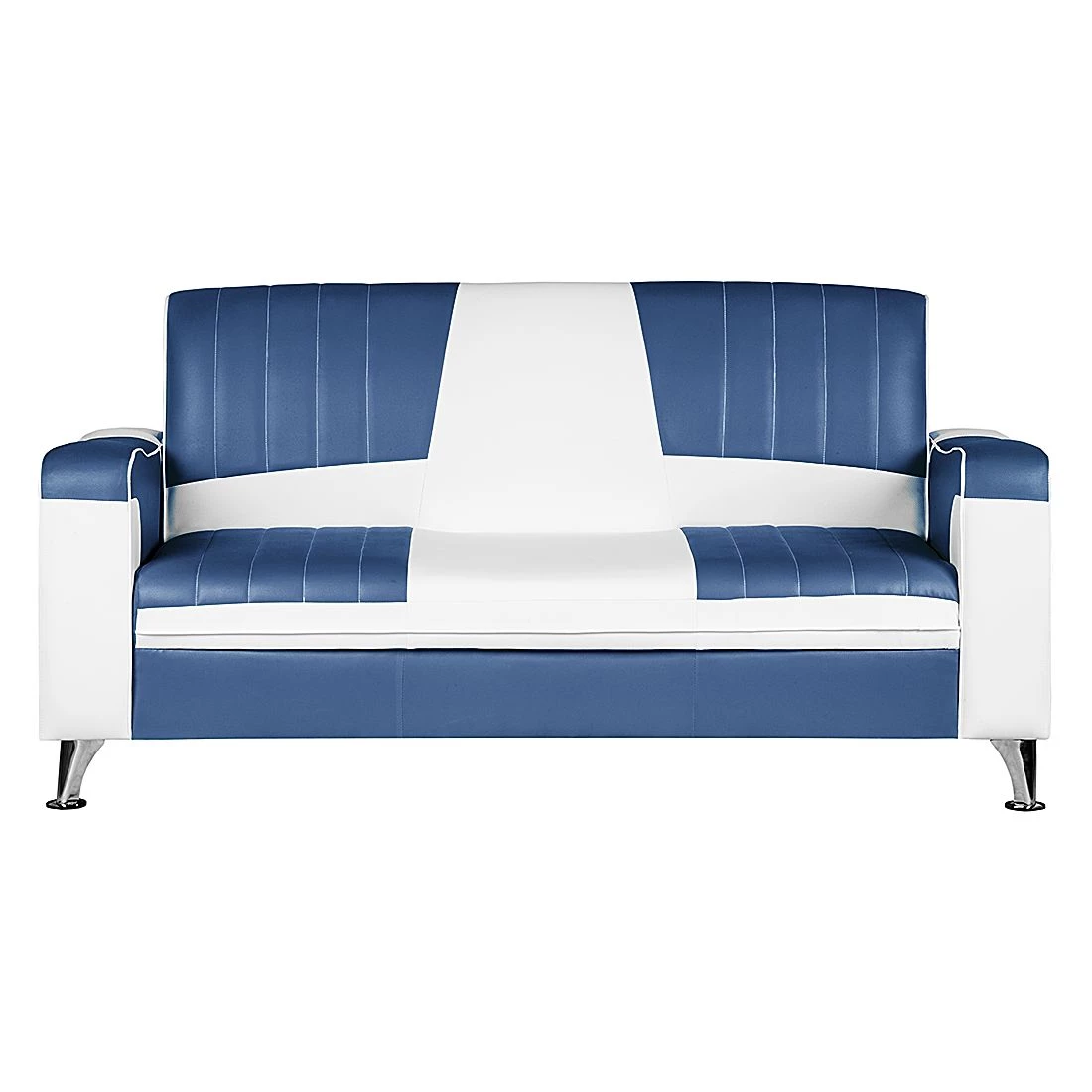 Studio Monroe Canapé panoramique Nixa (3 -2 -1) - Cuir synthétique - Blanc / Bleu foncé 5 Studio Monroe Canapé panoramique Nixa (3 -2 -1) - Cuir synthétique - Blanc / Bleu foncé – Image 3