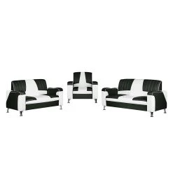 Studio Monroe Canapé panoramique Nixa (3 -2 -1) - Cuir synthétique - Blanc / Noir