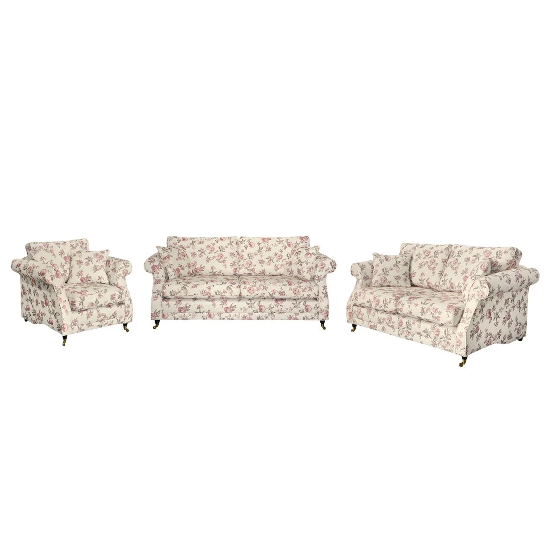 Maison Belfort Ensemble de salon Rosehearty (3-2-1) - Tissu - Crème / Rose 3 Maison Belfort Ensemble de salon Rosehearty (3-2-1) - Tissu - Crème / Rose