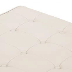 Fredriks Pouf repose-pieds Chelsea Cuir véritable - Cuir véritable Gad : Crème - Cylindre -Meubles de salon Soldes polsterhocker chelsea echtleder runder fuss 3805928