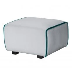 Fredriks Pouf repose-pieds Grady II - Tissu - Gris clair / Turquoise