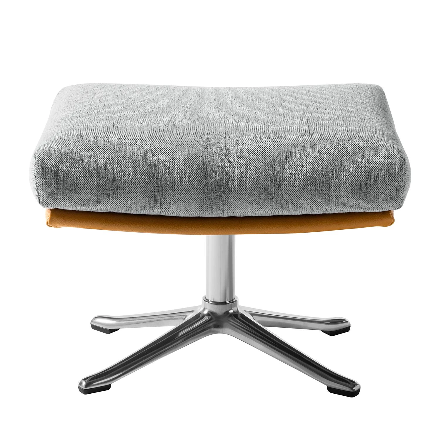 Studio Copenhagen Pouf repose-pieds Hepburn III - Gris clair / Cognac - Chrome brillant 6 Studio Copenhagen Pouf repose-pieds Hepburn III - Gris clair / Cognac - Chrome brillant – Image 4