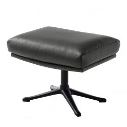 Studio Copenhagen Pouf repose-pieds Hepburn III - Cuir véritable Neka : Gris - Noir