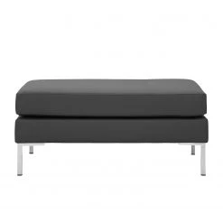 Fredriks Pouf repose-pieds Portobello - Cuir véritable - Cuir véritable Gad : Anthracite - Angulaire -Meubles de salon Soldes polsterhocker portobello echtleder eckiger fuss 3798808