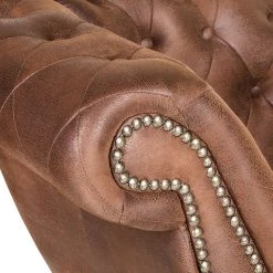 Ars manufacti Méridienne Benavente - Aspect vieux cuir marron - Accoudoir à gauche (vue de face) -Meubles de salon Soldes recamiere benavente antiklederlook braun armlehne davorstehend links 406836