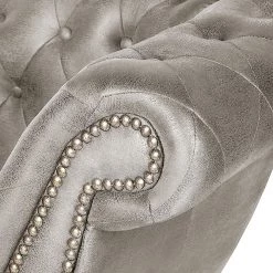 Ars manufacti Méridienne Benavente - Aspect vieux cuir argenté - Accoudoir à droite (vue de face) 27 Ars manufacti Méridienne Benavente - Aspect vieux cuir argenté - Accoudoir à droite (vue de face) -Meubles de salon Soldes recamiere benavente antiklederoptik silber armlehne davorstehend rechts 1757670