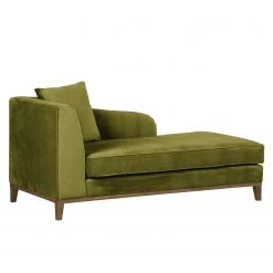 Jack & Alice Récamière Blomma - Velours vert olive - Accoudoir à gauche (vue de face) - Noyer -Meubles de salon Soldes recamiere blomma samtstoff olivgruen armlehne davorstehend links nussbaum 3671193