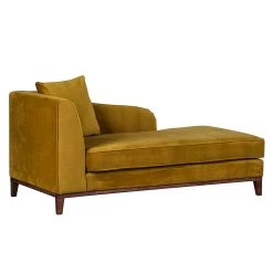 Jack & Alice Récamière Blomma - Velours jaune moutarde - Accoudoir à gauche (vue de face) -Meubles de salon Soldes recamiere blomma samtstoff senfgelb armlehne davorstehend links 354749