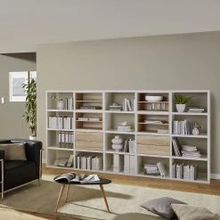 Fredriks Etagère Concept IV - Blanc crème / Chêne naturel -Meubles de salon Soldes regal concept iv weiss eiche dekor 1993798