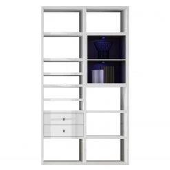 Loftscape Etagère Emporior II - Blanc brillant / Noir - Avec éclairage