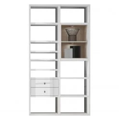 Fredriks Etagère Emporior I - Blanc brillant / Imitation chêne de Sonoma - Avec éclairage