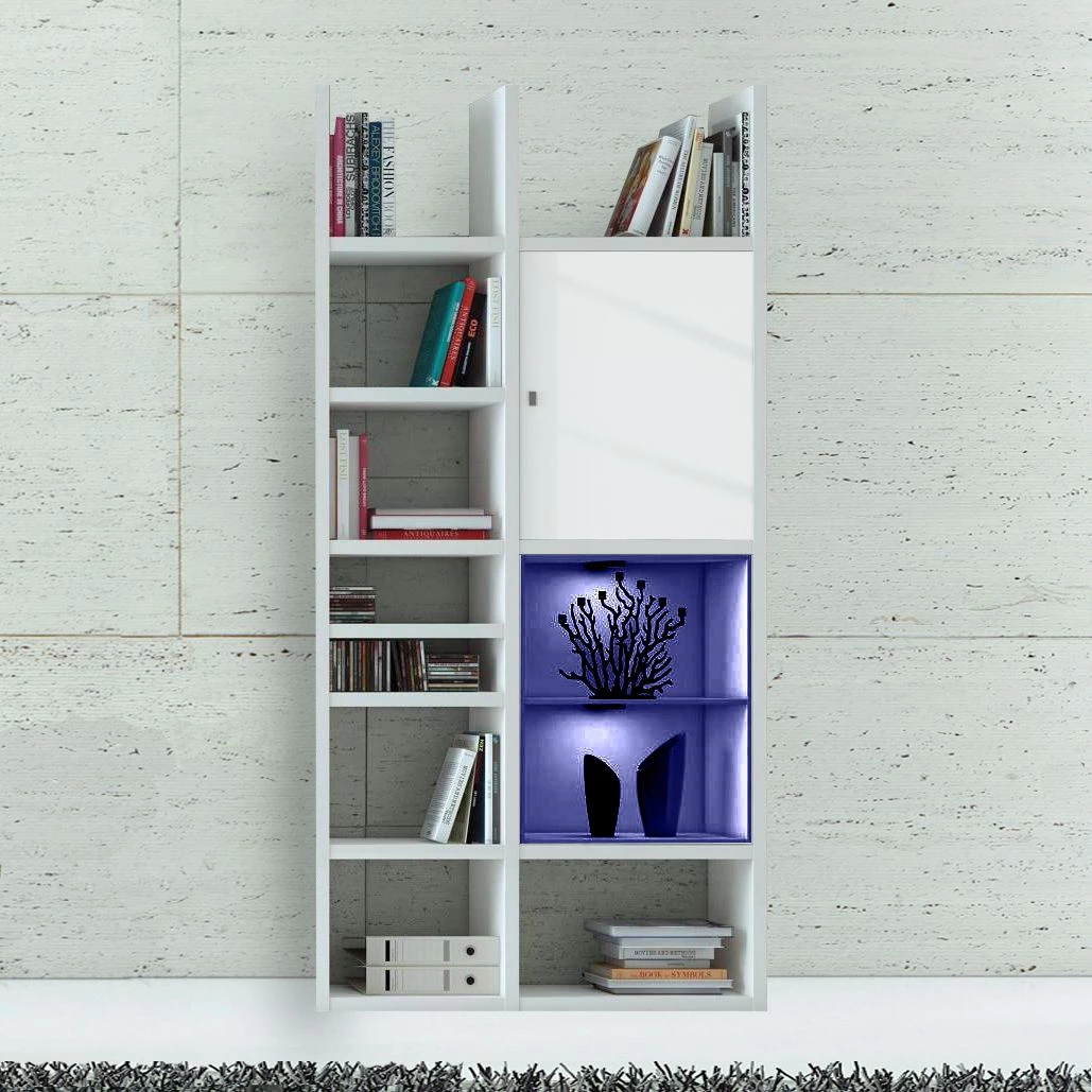 Loftscape Etagère Emporior IV - Blanc brillant / Noir - Avec éclairage 5 Loftscape Etagère Emporior IV - Blanc brillant / Noir - Avec éclairage – Image 3