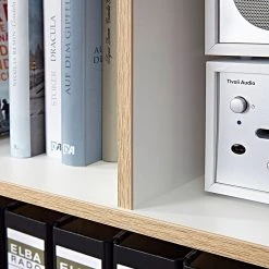 Germania Étagère Neston I - Partiellement en chêne massif - Blanc mat / Imitation chêne de Sanremo -Meubles de salon Soldes regal neston i supermatt weiss eiche sonoma dekor 637718