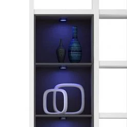 Fredriks Etagère Emporior III.B - Blanc / Noir - Avec éclairage -Meubles de salon Soldes regalwand emporior iii b weiss schwarz 289523